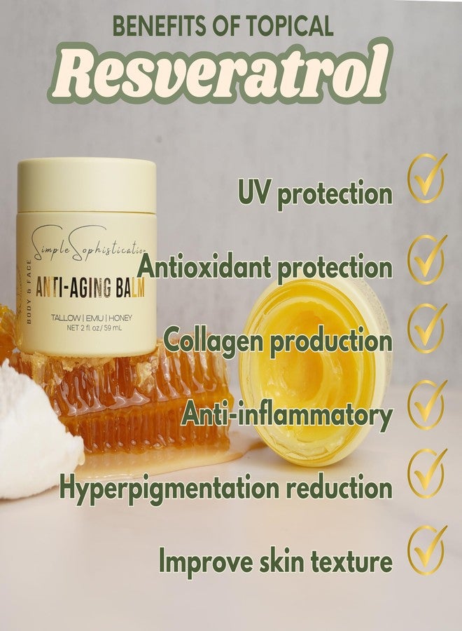 Simple Sophistication Tallow Emu Honey Balm | Nourishing Face & Body Moisturizer with Manuka Honey & Emu Oil, Non-Greasy Natural Skincare (2 oz, Anti-Aging Balm, 2 oz) - Image 3